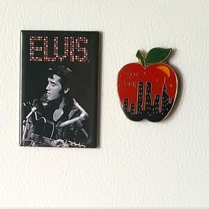 ELVIS PRESLEY With Guitar&Vtg Apple New York City Night Magnet